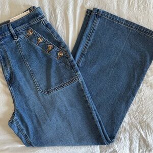 NWT LOFT High Rise Blue Jeans with Button Detail